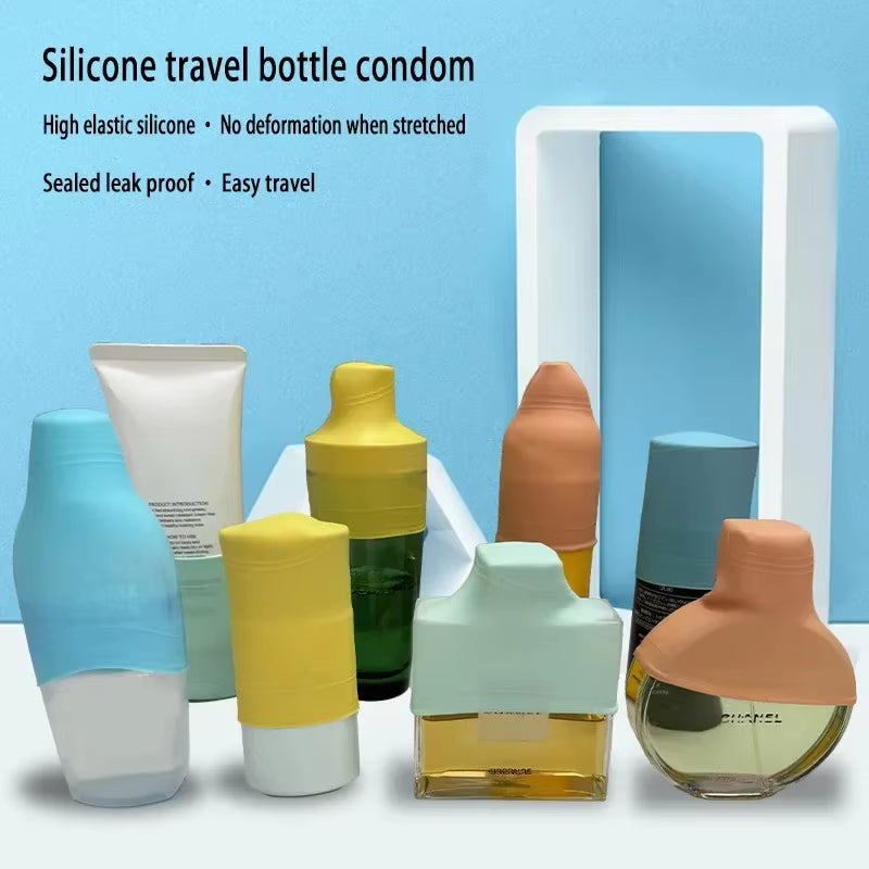 12PCS Silicone Travel Bottle Covers – Leak-Proof Toiletry Protectors for Shampoo, Conditioner & Travel Bottles
