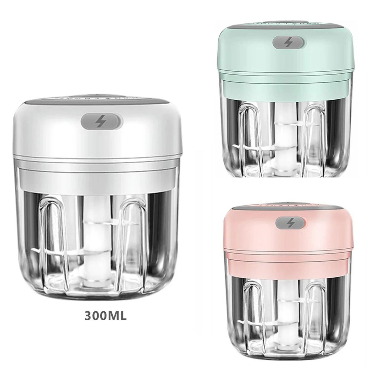 Electric Mini Food Chopper 300ML – USB Rechargeable Garlic, Onion & Meat Grinder (Portable One-Touch Processor)