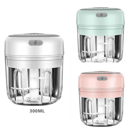 Electric Mini Food Chopper 300ML – USB Rechargeable Garlic, Onion & Meat Grinder (Portable One-Touch Processor)