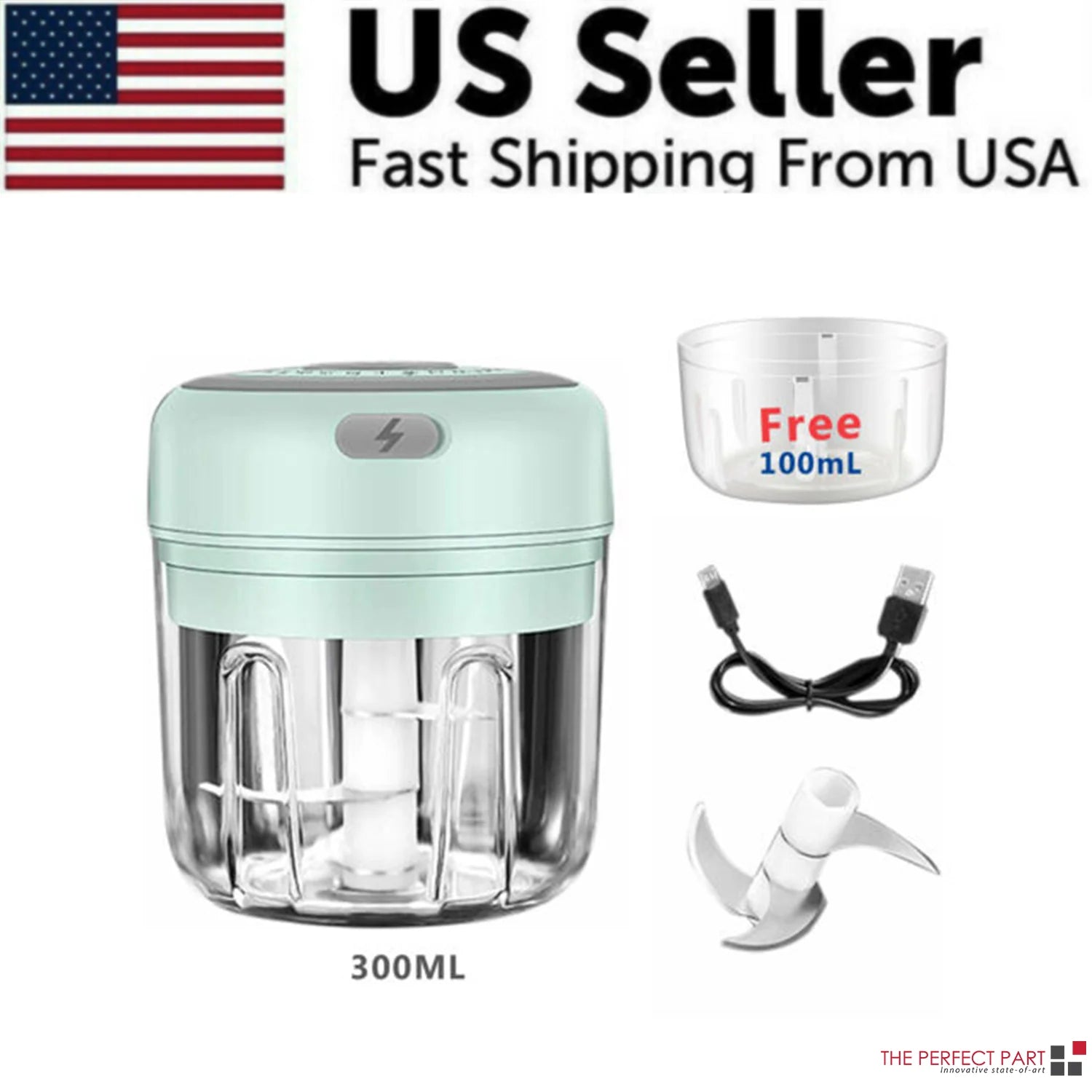 Electric Mini Food Chopper 300ML – USB Rechargeable Garlic, Onion & Meat Grinder (Portable One-Touch Processor)