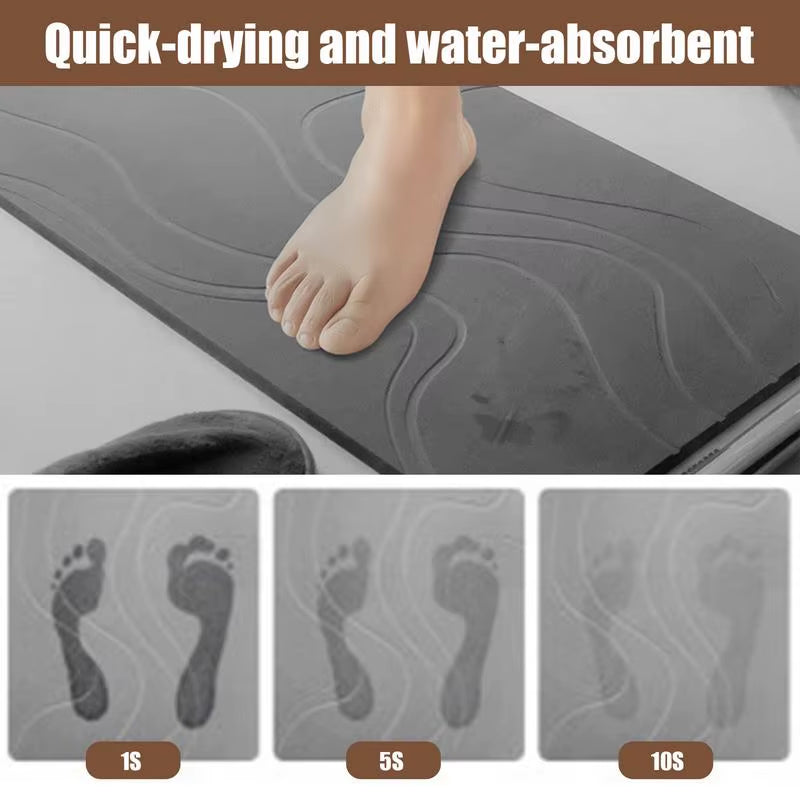 Quick-Dry Diatomite Bath Mat – Ultra Absorbent Non-Slip Bathroom Rug (40×60cm)