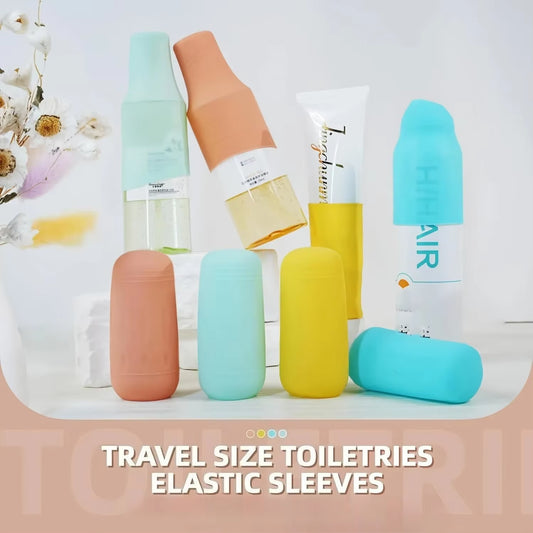 12PCS Silicone Travel Bottle Covers – Leak-Proof Toiletry Protectors for Shampoo, Conditioner & Travel Bottles