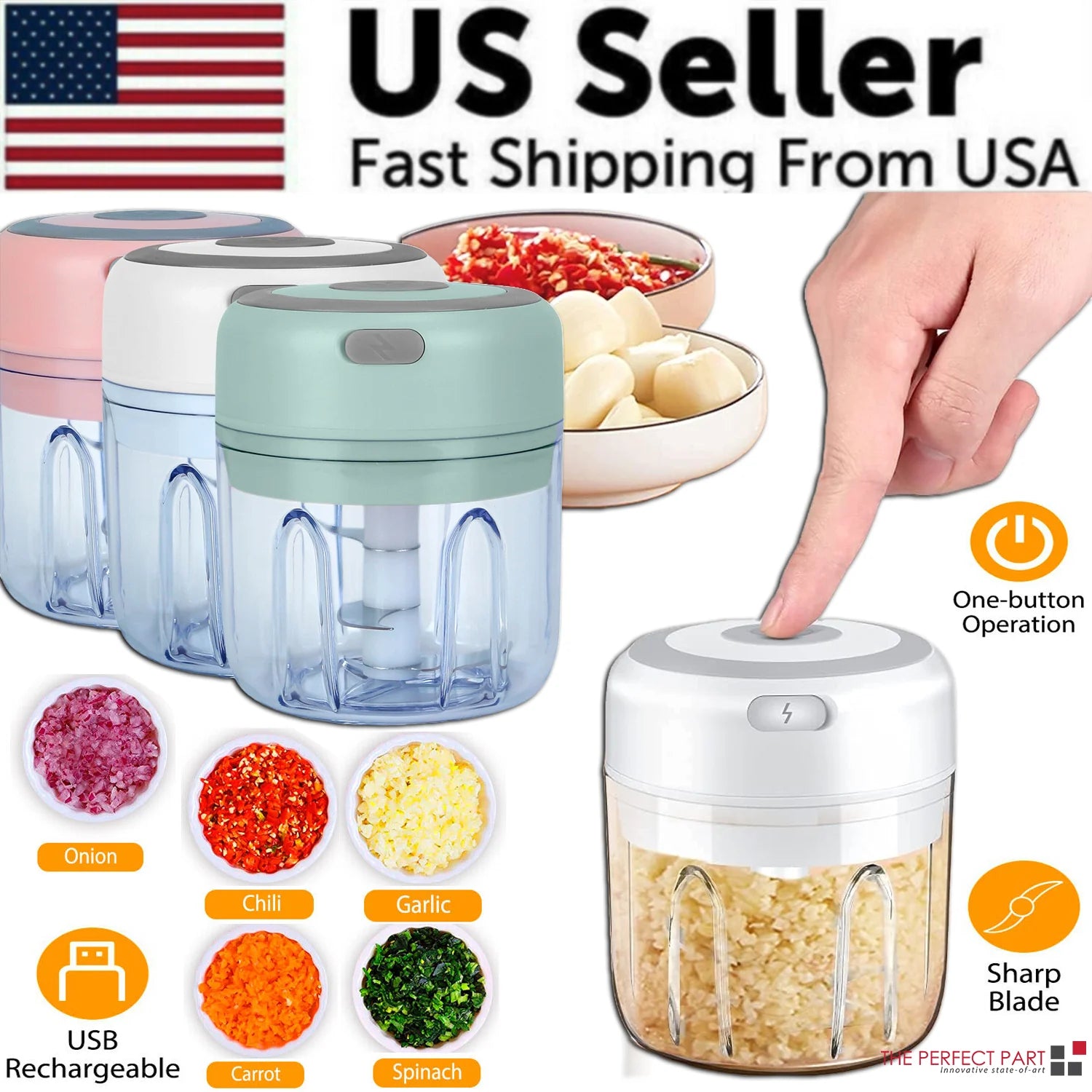 Electric Mini Food Chopper 300ML – USB Rechargeable Garlic, Onion & Meat Grinder (Portable One-Touch Processor)