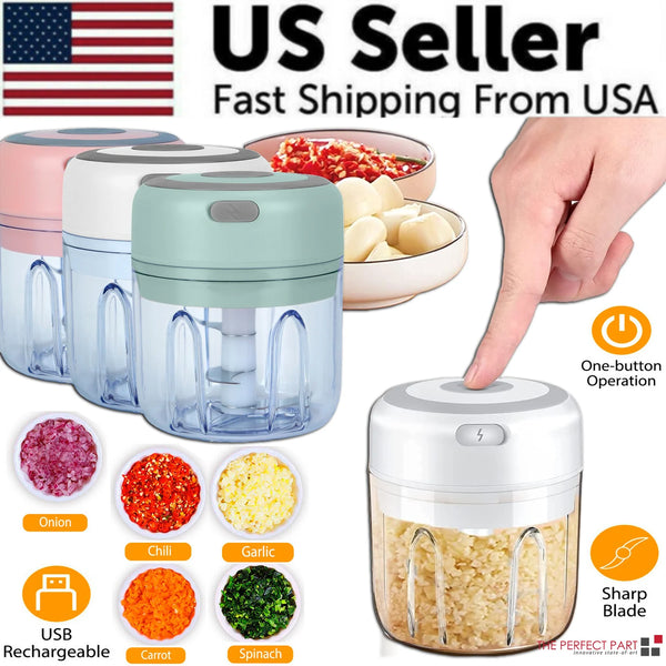 Electric Mini Food Chopper 300ML – USB Rechargeable Garlic, Onion & Meat Grinder (Portable One-Touch Processor)