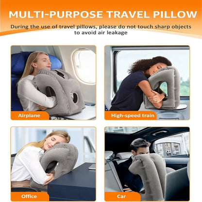 Inflatable Travel Neck Pillow with Chin Support – Portable Airplane Pillow for Comfortable Sleep Anywhere