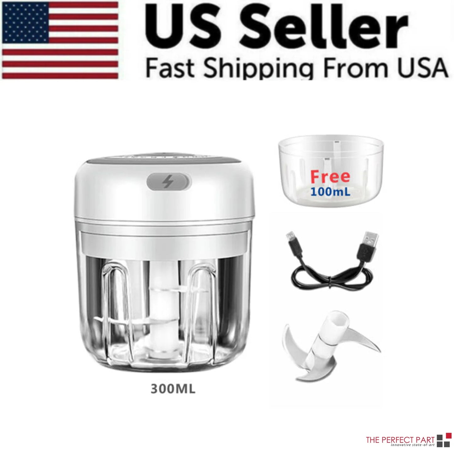 Electric Mini Food Chopper 300ML – USB Rechargeable Garlic, Onion & Meat Grinder (Portable One-Touch Processor)