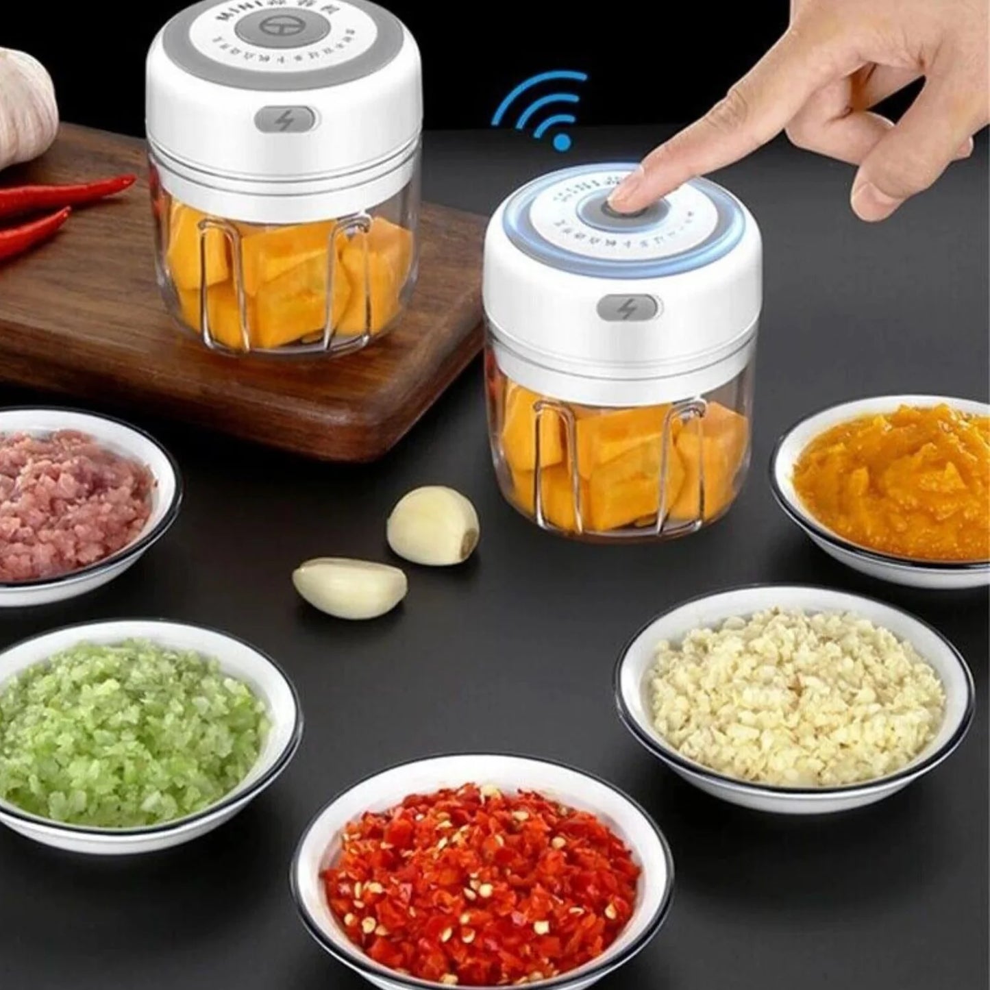 Electric Mini Food Chopper 300ML – USB Rechargeable Garlic, Onion & Meat Grinder (Portable One-Touch Processor)