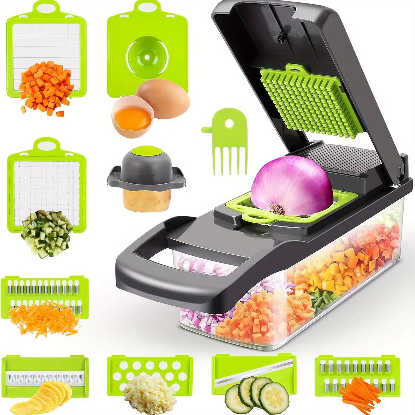 15-in-1 Vegetable Chopper & Slicer – Multi-Functional Fruit Cutter, Dicer & Garlic Chopper Kitchen Tool
