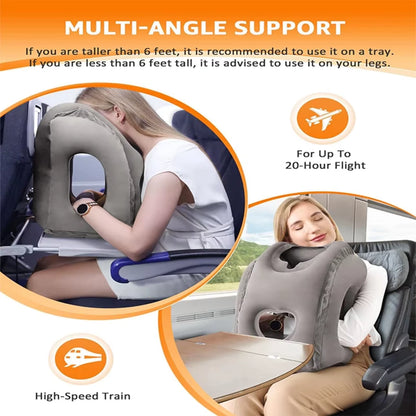 Inflatable Travel Neck Pillow with Chin Support – Portable Airplane Pillow for Comfortable Sleep Anywhere