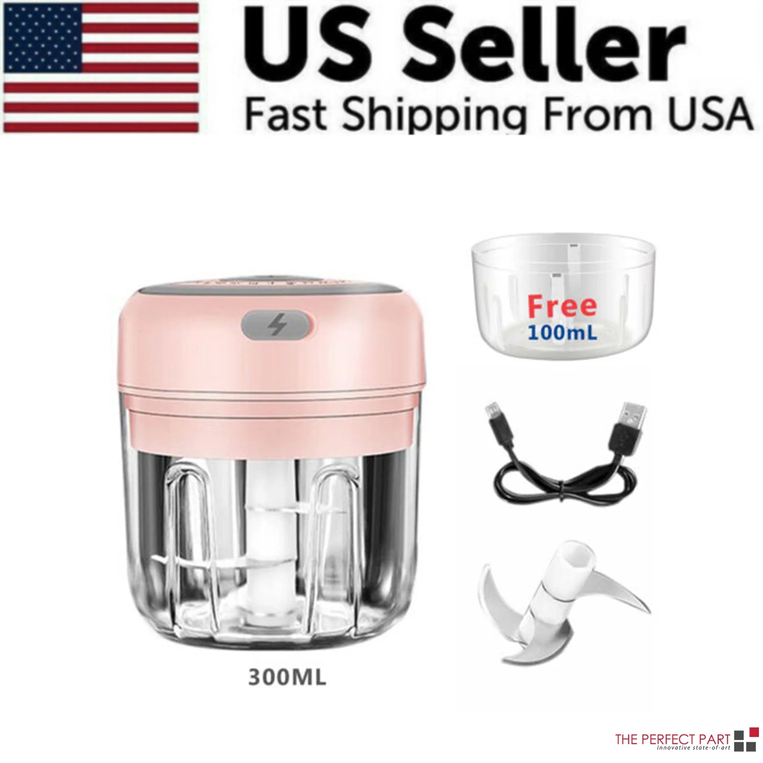 Electric Mini Food Chopper 300ML – USB Rechargeable Garlic, Onion & Meat Grinder (Portable One-Touch Processor)