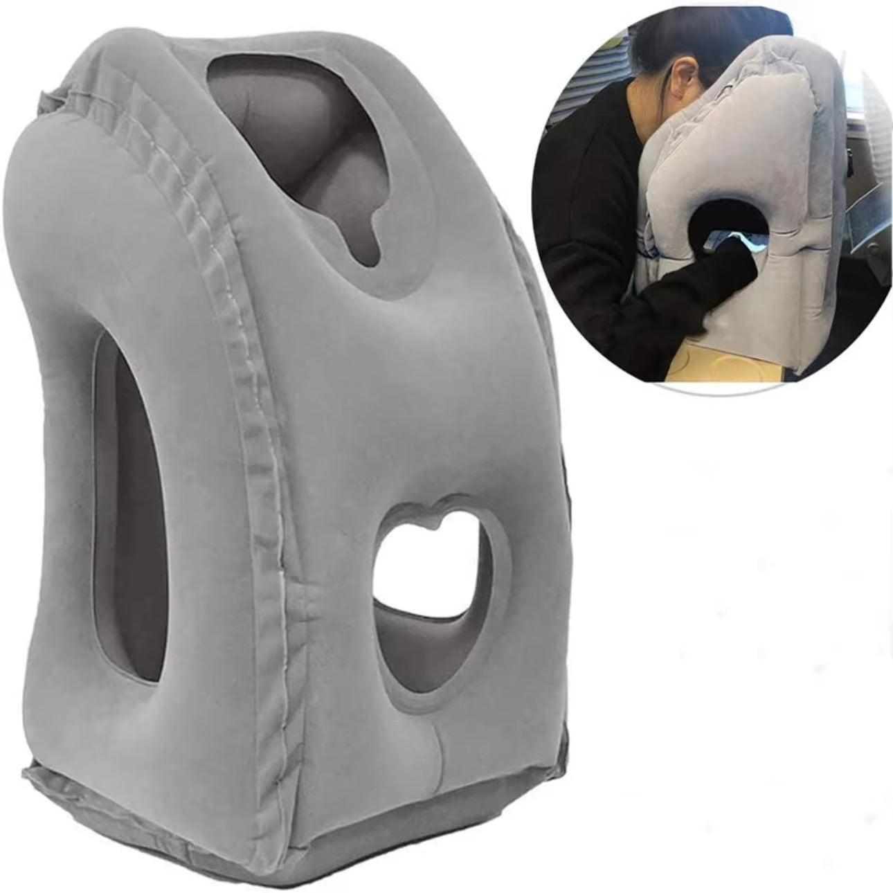 Inflatable Travel Neck Pillow with Chin Support – Portable Airplane Pillow for Comfortable Sleep Anywhere