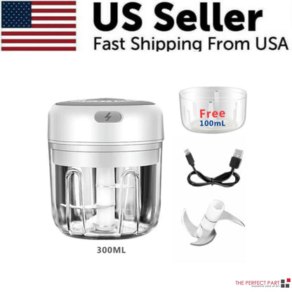 Electric Mini Food Chopper 300ML – USB Rechargeable Garlic, Onion & Meat Grinder (Portable One-Touch Processor)