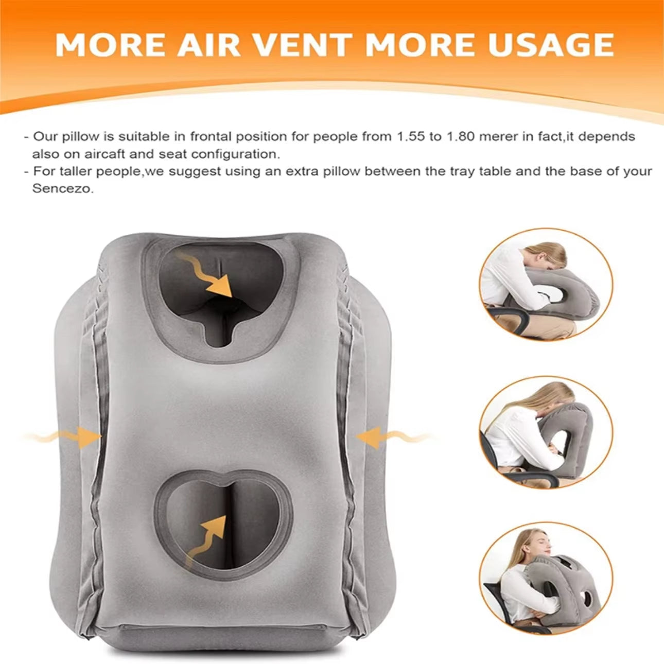 Inflatable Travel Neck Pillow with Chin Support – Portable Airplane Pillow for Comfortable Sleep Anywhere