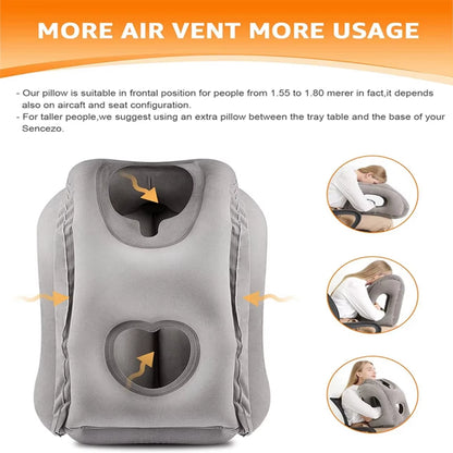 Inflatable Travel Neck Pillow with Chin Support – Portable Airplane Pillow for Comfortable Sleep Anywhere