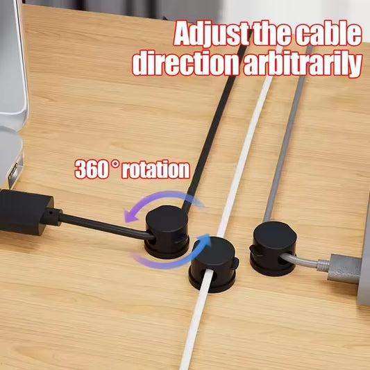 360° Rotatable Magnetic Cable Organizer – Desk Wire Holder for Clean & Tangle-Free Cable Management