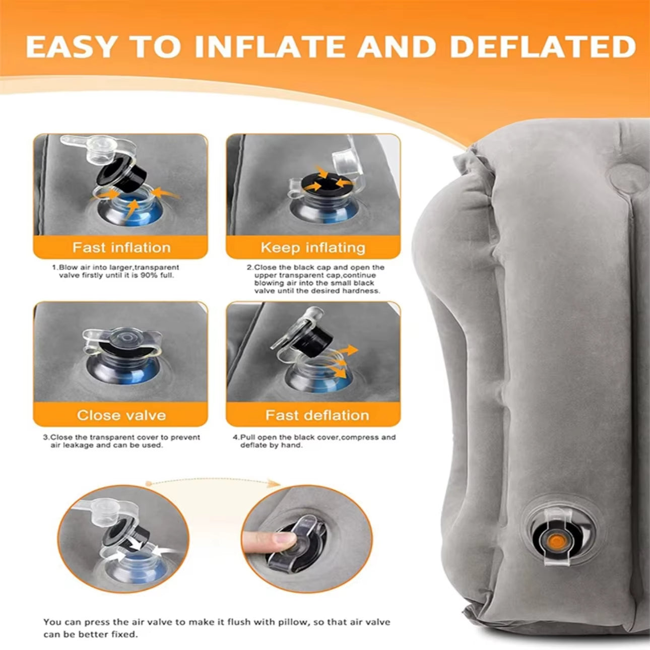 Inflatable Travel Neck Pillow with Chin Support – Portable Airplane Pillow for Comfortable Sleep Anywhere