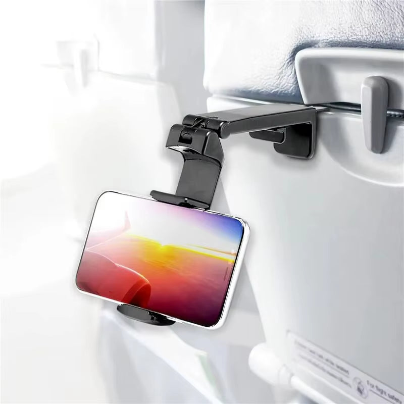 Portable Airplane Phone Holder – Foldable 360° Adjustable Travel Stand for Desk, Flight & Hands-Free Viewing